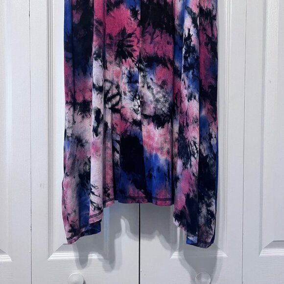 Coin 1804-Women's Maxi Tie Dyed Skirt-Pockets/Drawstring-Large-Black/Red/Blue - Picture 9 of 12